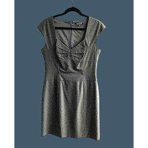 GIANNI BINI- WOMENS GREY BACK ZIP-UP CLOSURE MIDI DRESS SIZR 10  Missing belt.